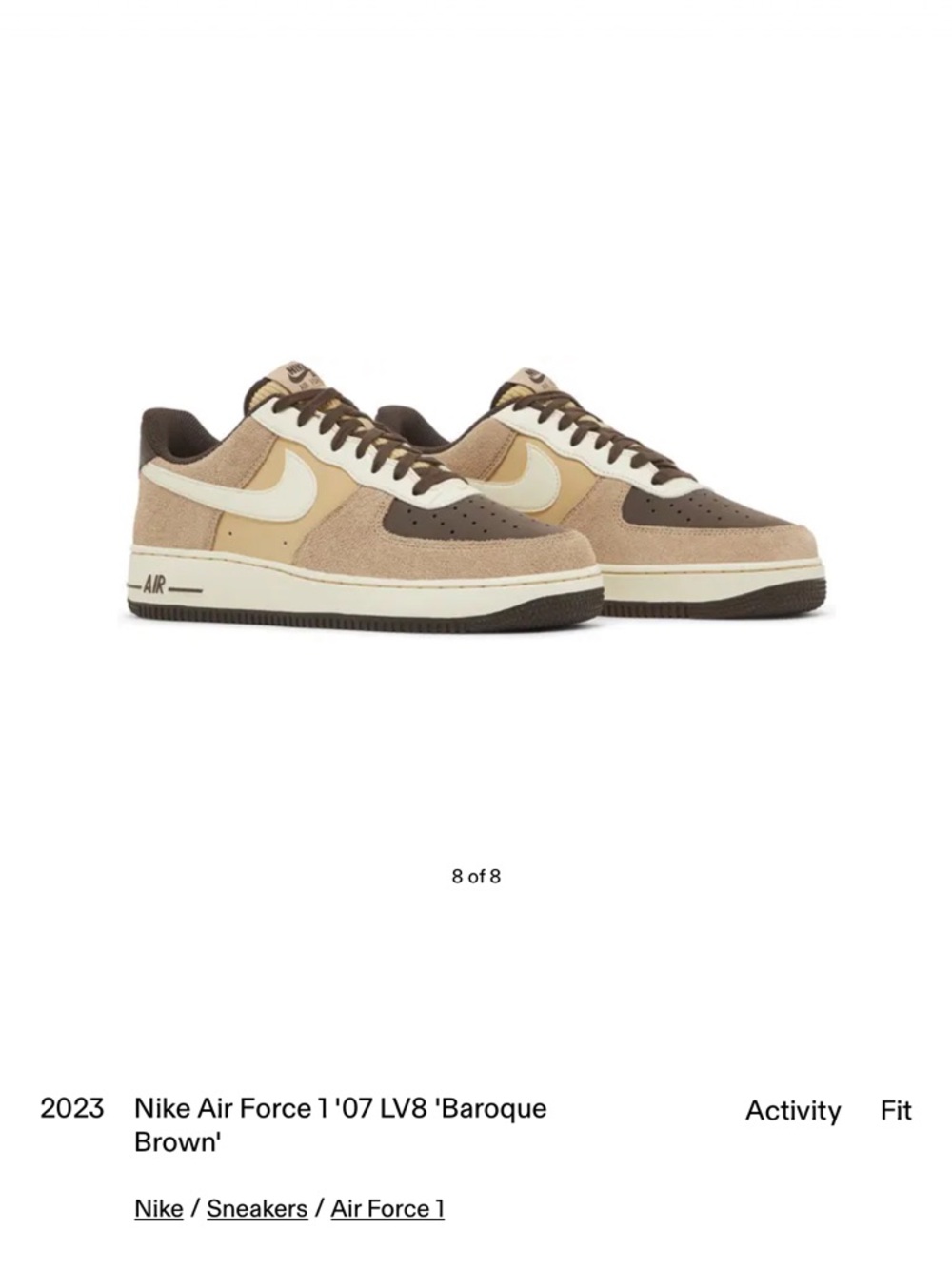 Nike Men's Air Force 1  Low-Top Sneakers in Brown and Cream